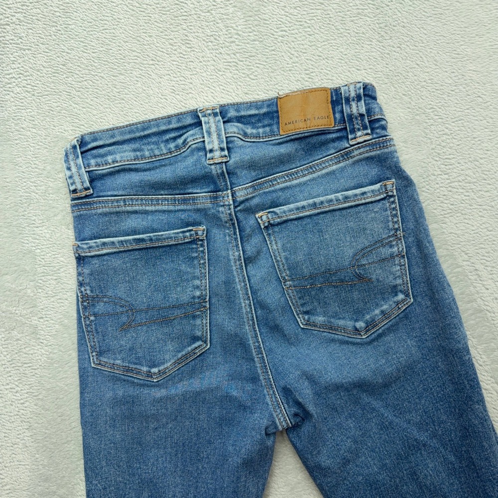American Eagle Jeans Womens 00 Blue Super Hi-Rise Flare Stretch Denim - Picture 9 of 10